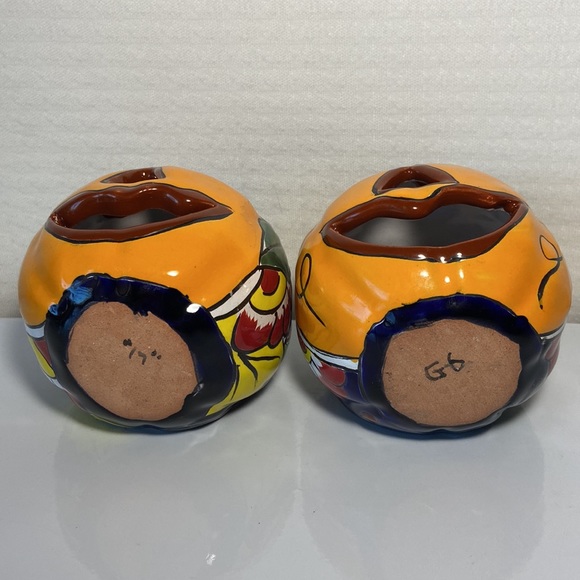 Halloween Pumpkins Talavera Ceramic Votive Candle Holders  Mexico Set Of 2 - Picture 6 of 8